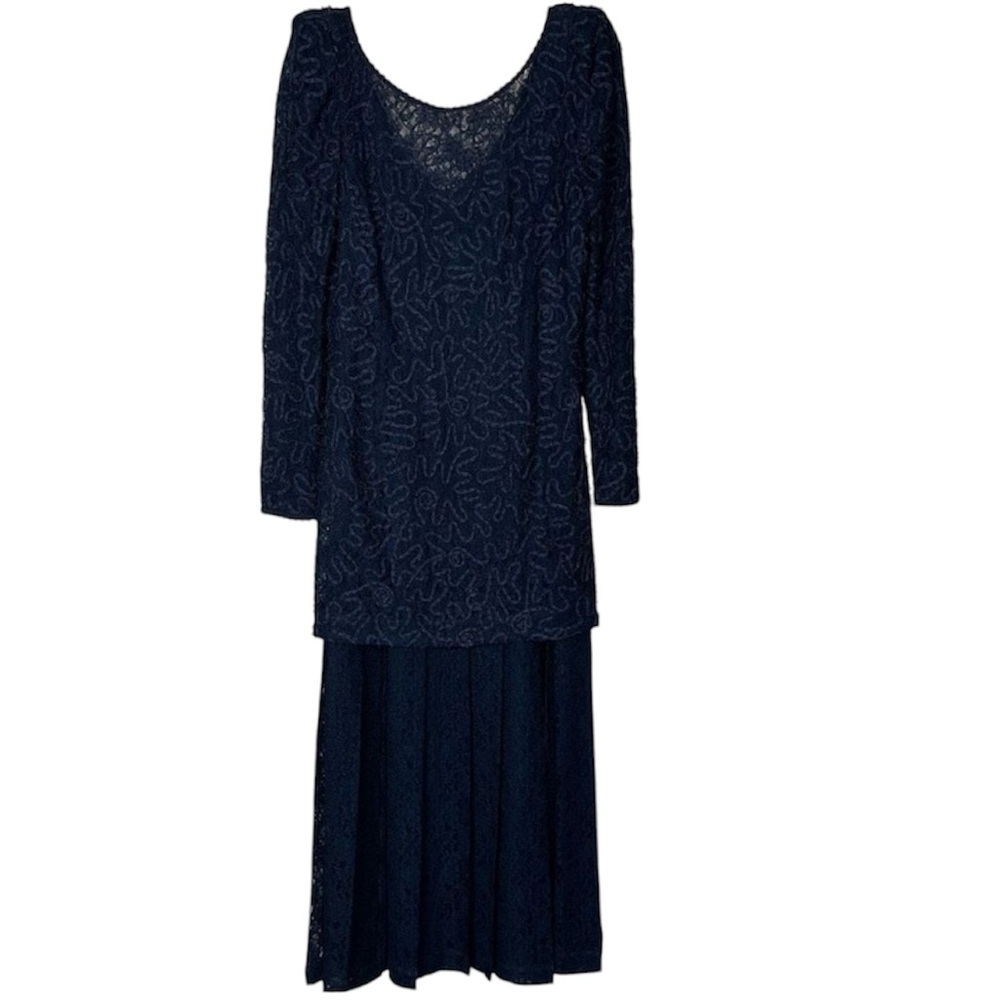 Marie St Claire Sz 8 Navy Blue Beaded Midi Dress Gown